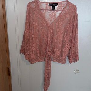 Polly & Esther Coral Lace Top